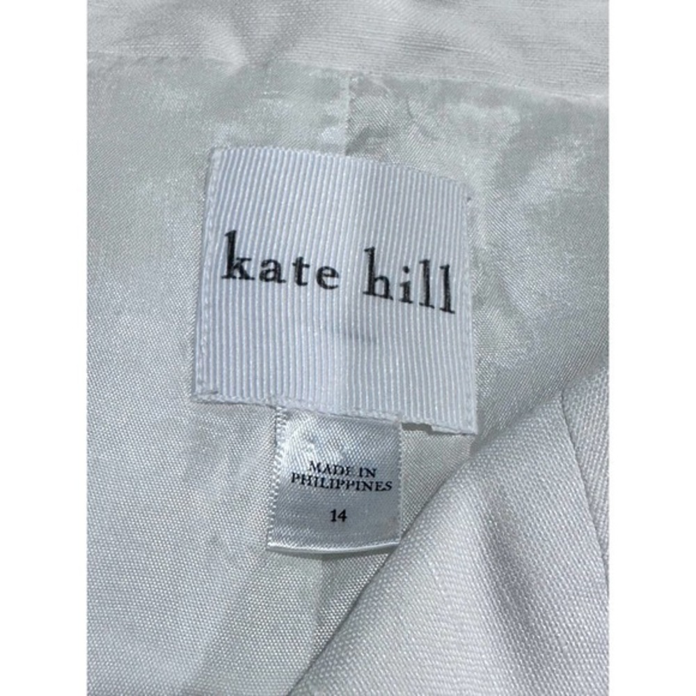 Kate Hill Womens Jacket Size‎ Medium Ivory 1/2 Sleeves Fully Lined Linen Blend - Picture 6 of 8